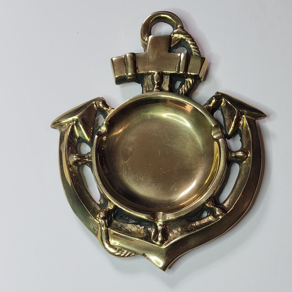 Vintage Solid Brass Anchor Ashtray